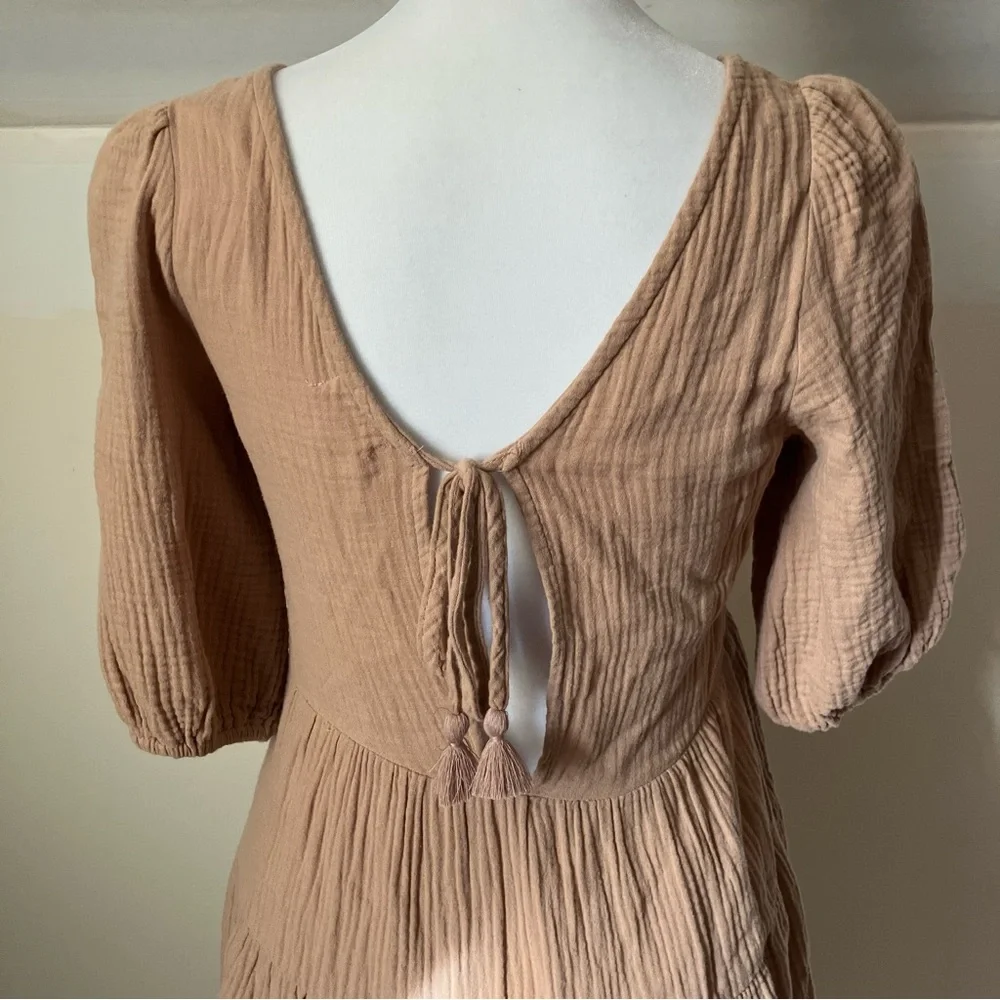 Aerie Pool-To-Party Cotton Dress Cappuccino Tan size XS - Picture 7 of 10